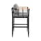 Armen Living Wiglaf Outdoor Patio Counter Height Bar Stool in Aluminum and Teak with Gray Cushions 840254333048 - alternate 4